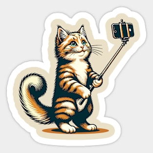 Cat taking a selfie with a selfie stick Sticker